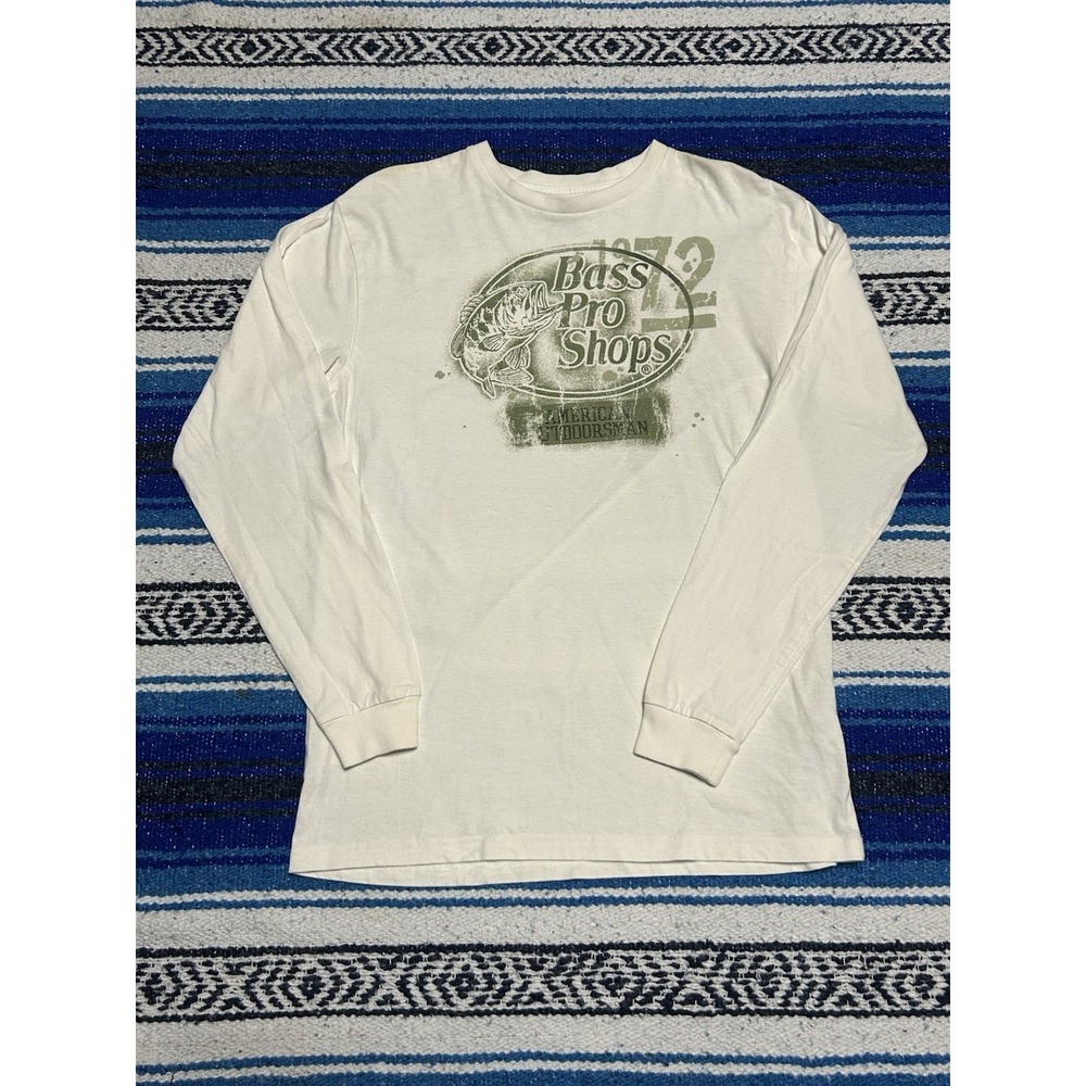 Y2K Bass Pro Shops Shirt Mens Medium Long Sleeve Fishing Outdoor Graphic Tee